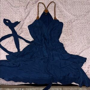 Double Zero Navy Dress with Tan Straps
